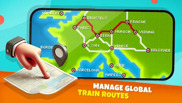Mappa ferroviaria europea di Pocket Trains con le linee fra le città